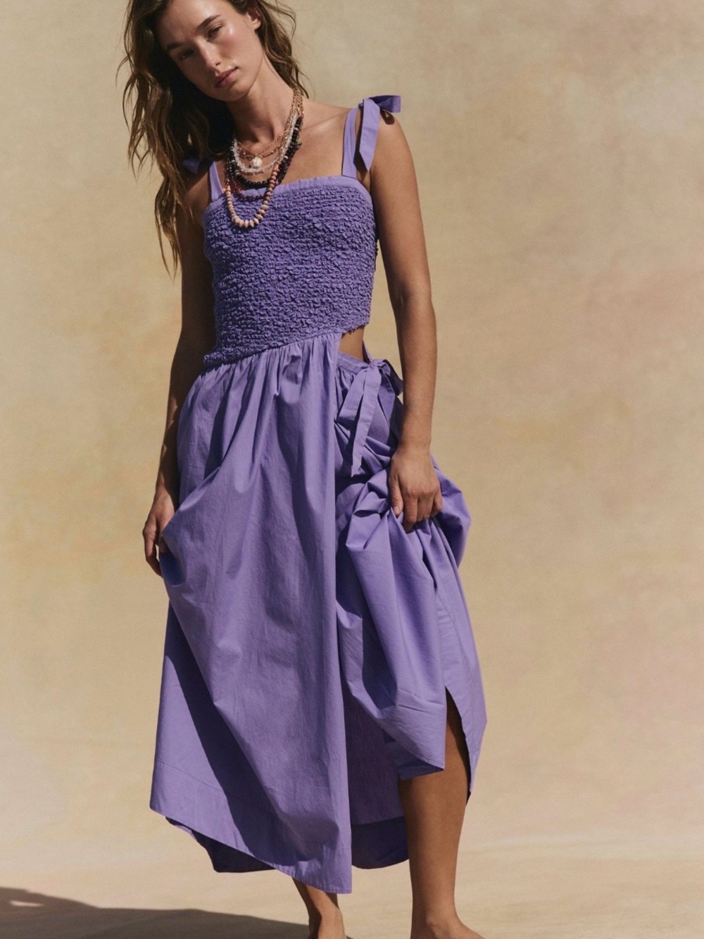 Free People Margate Cotton Midi Dress โ Spring Tulip Purple โ Size XS - Picture 2 of 7